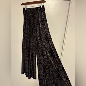 Free People Black Velvet Burnout Wide Leg Pants